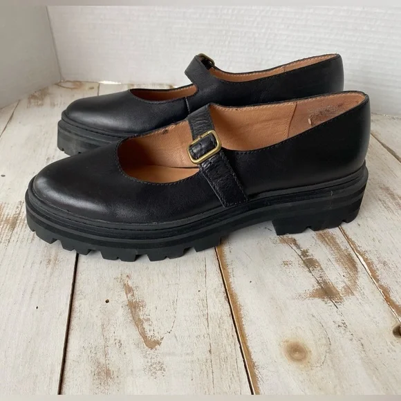 Madewell Black Leather Mary Jane Loafers with Buckle - Picture 2 of 14